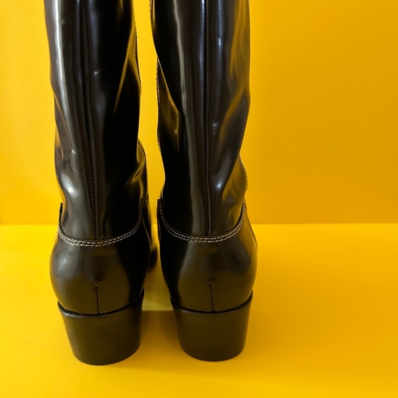 NWT Ganni Marlyn Black Patent Leather Western Cowboy Boots - Picture 7 of 11